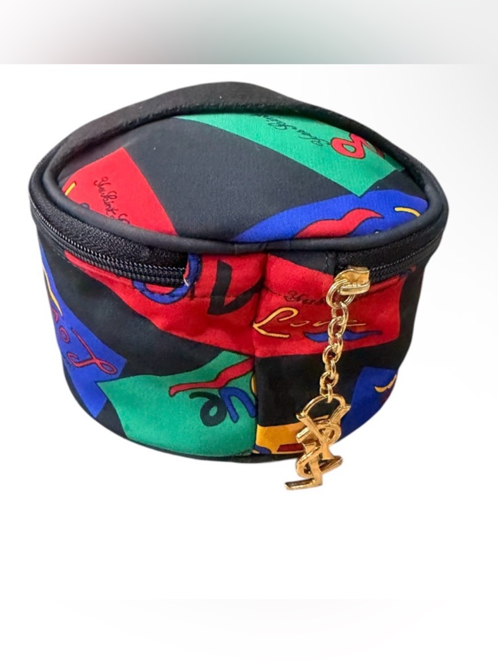 Yves Saint Laurent - Round Cosmetic Case in Multicolor with Logo